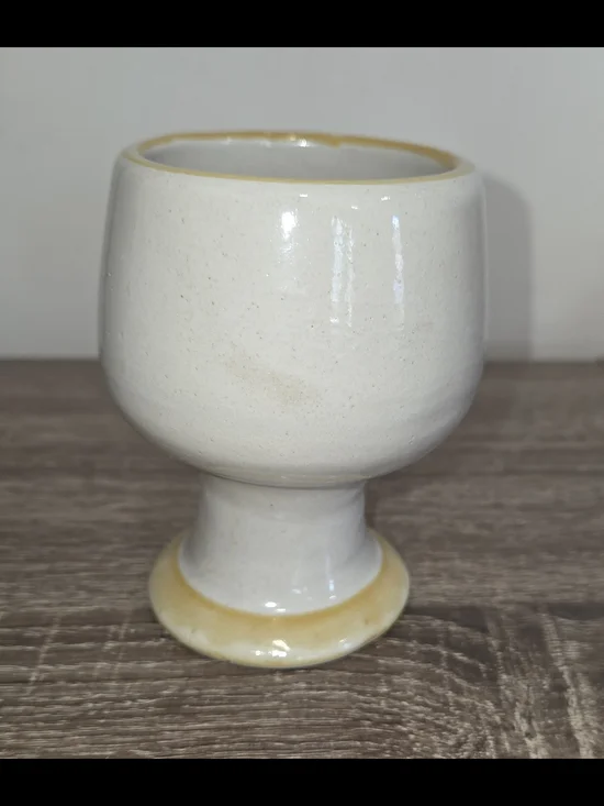 Louisville Stoneware Goblet Floral Yellow Footed Made in kentucky 4" - Picture 4 of 7
